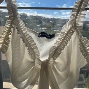 PLT, white tie cropped top